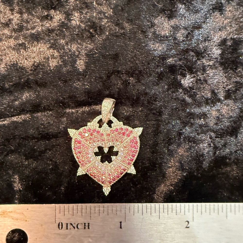 Judith Ripka Pink and Silver Heart Pendant Enhancer - Picture 6 of 6